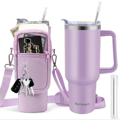 40oz Stainless Steel Tumbler SUS304 Water Bottle Double Vacuum Travel Mug with Handle Straw Lid & Carrier Bag for Gym Outdoor