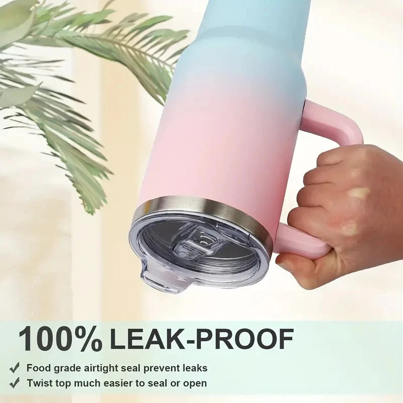 40oz Stainless Steel Tumbler SUS304 Water Bottle Double Vacuum Travel Mug with Handle Straw Lid & Carrier Bag for Gym Outdoor