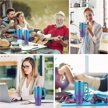 40oz Stainless Steel Tumbler SUS304 Water Bottle Double Vacuum Travel Mug with Handle Straw Lid & Carrier Bag for Gym Outdoor