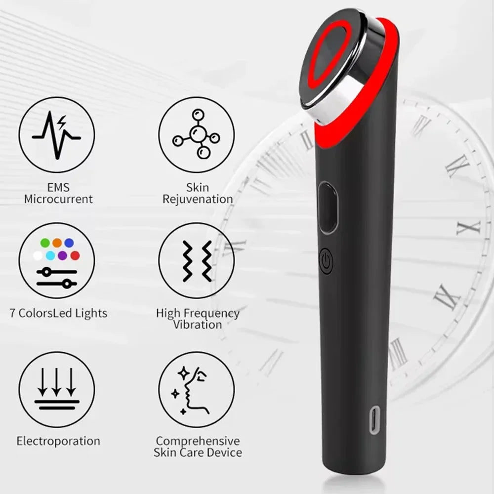 7 Colors Age-R Booster Pro Facial Skin Care Beauty Device EMS Microcurrent Lift Massager Home Use-Valentine's Day gift