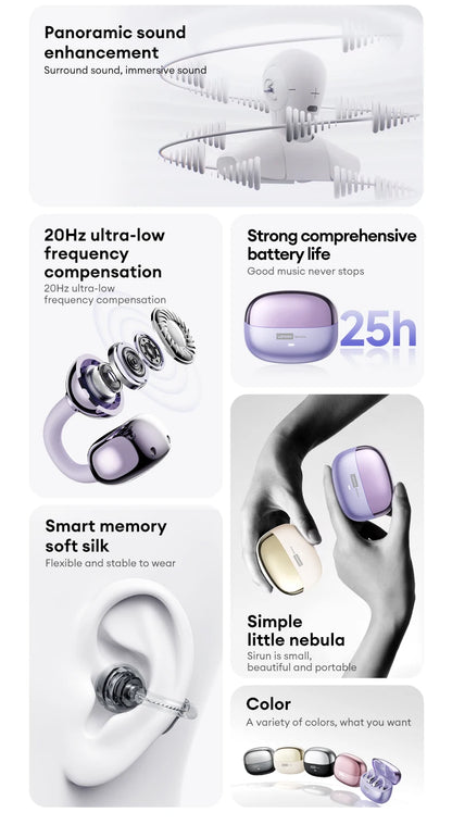 Choice Lenovo LE302 OWS Wireless Ear Clip Earbuds Bluetooth Low Latency HD Call HiFi Stereo Music Sports Open Ear Headphones New